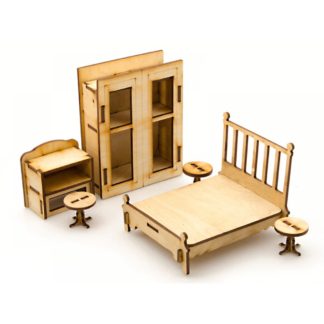 Dollhousehouse- ის ასაწყობი ხის მოდელი - საძინებელი, 6 პოზიცია