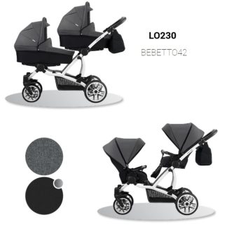 2-დან 1 მოდულური ბავშვის სასეირნო ეტლი Bebetto 42 ტყუპებისთვის - შასი ნაცრის/ sza - lo230