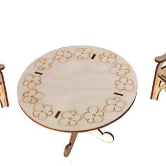 კონსტრუქტორი - დიდი თოჯინების, მაგიდისა და ორი სკამის ავეჯის ნაკრები