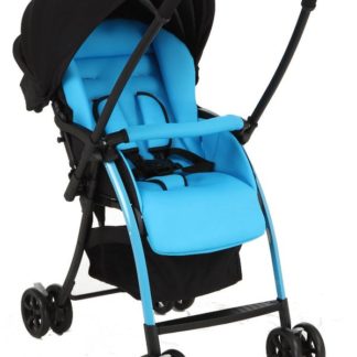 გახსენით ბავშვის სასეირნო ეტლი ფეხის საფარით და ქუდით, ლურჯი