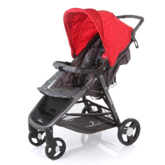 ლუგანოს ბავშვის სასეირნო ეტლი ფეხის საფარით და ქუდით, წითელი