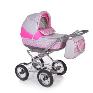 ბავშვის ეტლი Laura Classic 2 in 1, ნაცრისფერი / ვარდისფერი