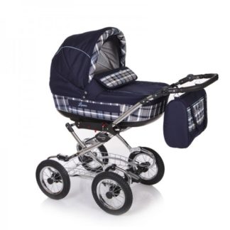 ბავშვის ეტლი Laura Classic 2 in 1, ლურჯი / უჯრედი