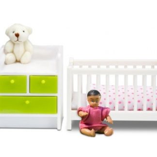 Dollhouse ავეჯი სახლისთვის - საწოლი შეცვლილი მკერდით