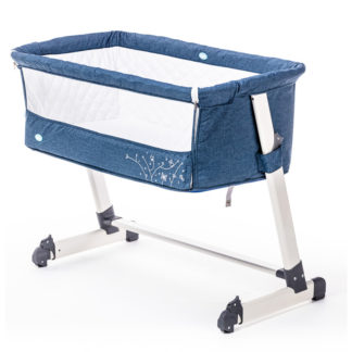 Детская приставная кроватка Nuovita Accanto, цвет - Blu scuro Lino/Темно-синий лён