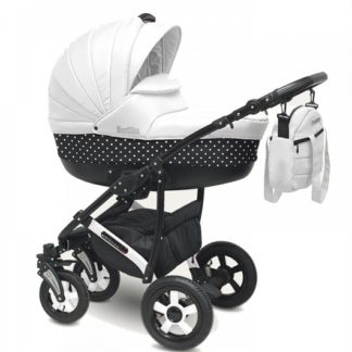 ბავშვის სასეირნო ეტლი 2 1 კამერლო Sevilla, თეთრი და შავი ბარდა