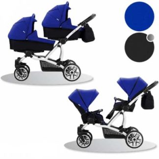 ბავშვის ეტლი ტყუპებისთვის 2 in 1 - Bebetto 42, შასი თეთრი / BIA 399