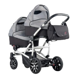 2-დან 1 მოდულური ბავშვის სასეირნო ეტლი Bebetto 42 ტყუპებისთვის - შასი თეთრი / BIA - W1