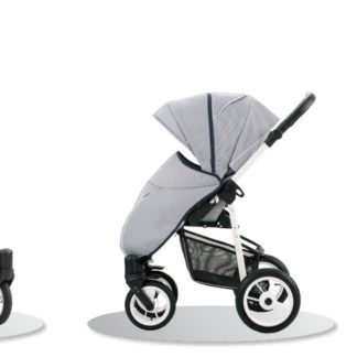 ბავშვის სასეირნო ეტლი ცისარტყელა - თეთრი / ბიას შასი - w40