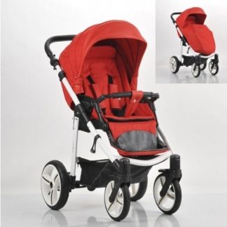 ბავშვის სასეირნო ეტლი ნიკო, წითელი, თეთრი შასი / BIA