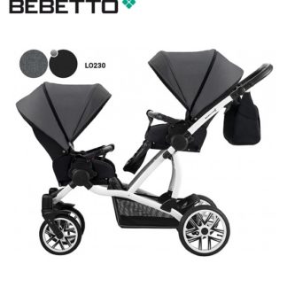 ბავშვის სასეირნო ეტლი ტყუპებისთვის Bebetto 42 Sport - შასი თეთრი / BIA - lo230