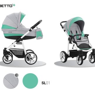 ბავშვის ეტლი Vulcano ახალი ეკო ტყავი + ქსოვილი 2 1 შასი თეთრში / BIA, - SL01